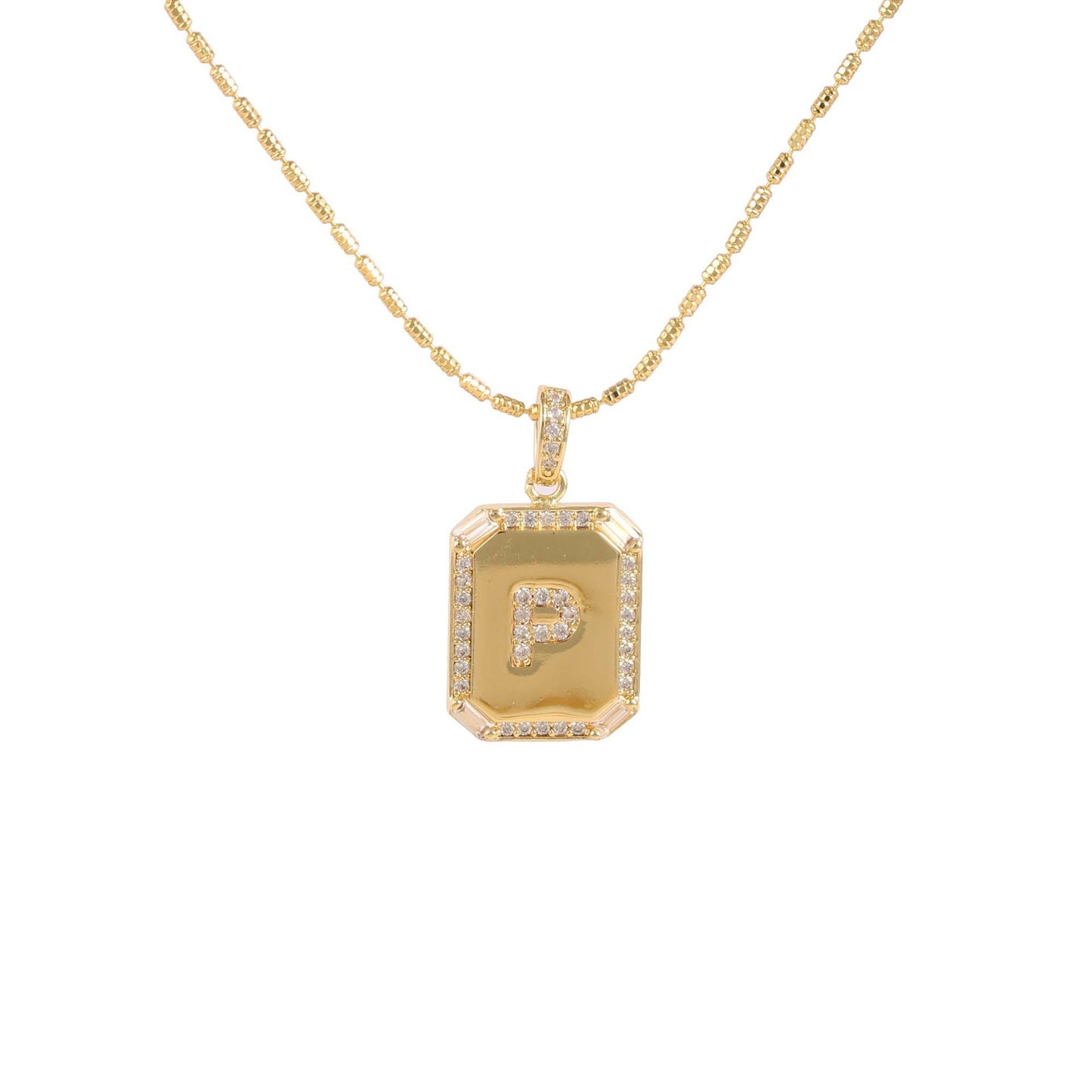 18K Gold Inlaid Zircon Letter Necklace For Women