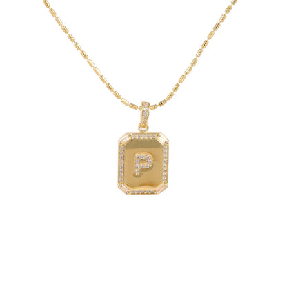 18K Gold Inlaid Zircon Letter Necklace For Women