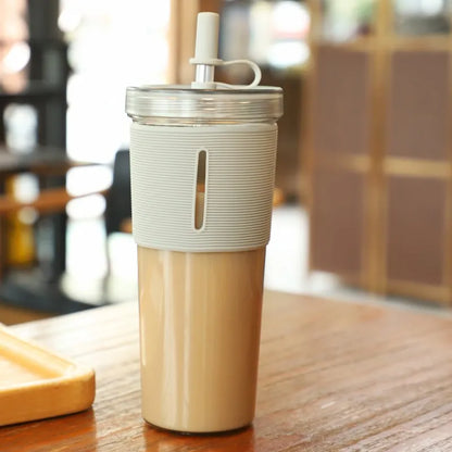 Vaso de plástico de gran capacidad, portátil, de doble capa, para estudiantes, para exteriores