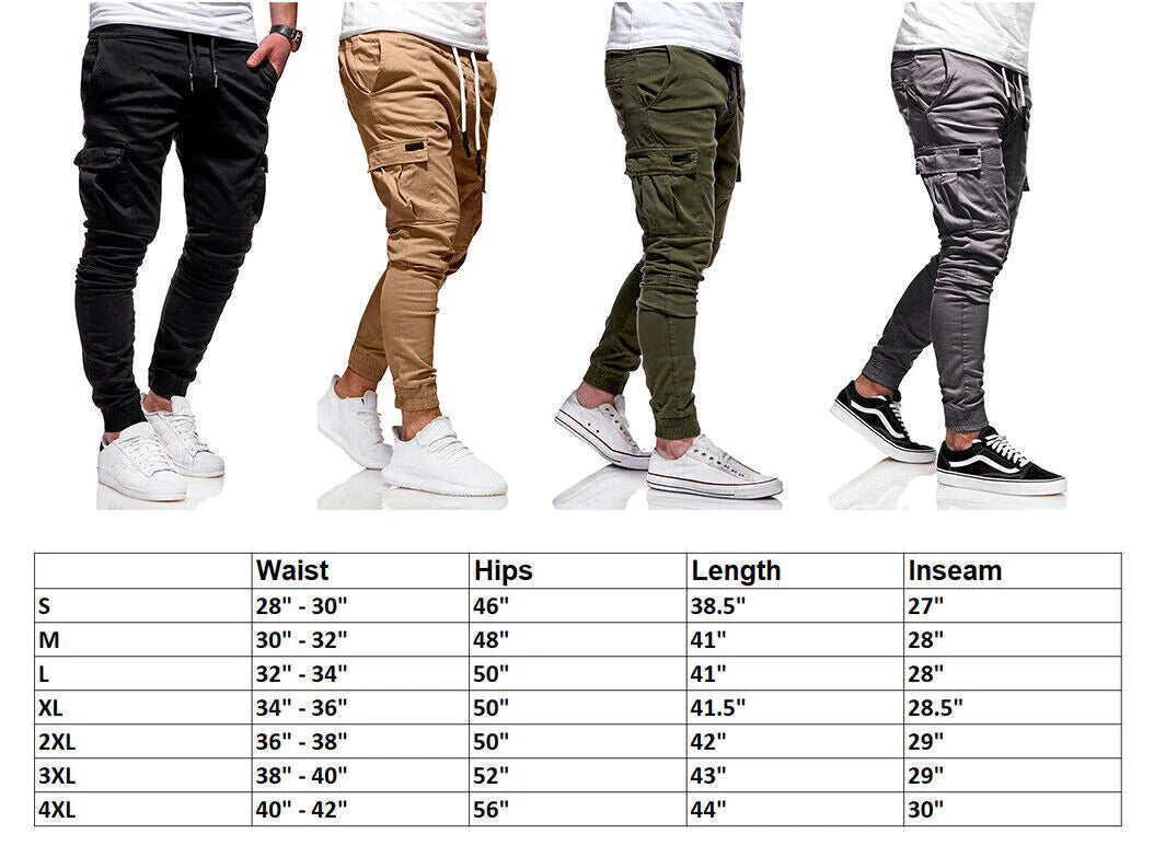 Men's Casual Joggers Pants Sweatpants Cargo Combat Loose Sport Workout Trousers