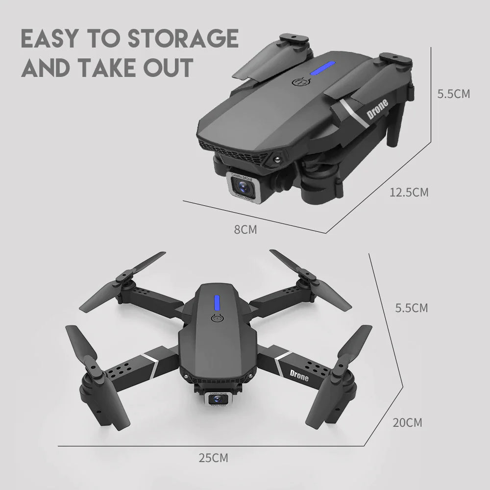 RC Drone With 4K HD Dual Camera WiFi FPV Foldable Quadcopter +4 Battery