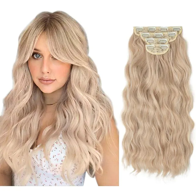 Synthetic Long Wavy Clip Hair Extensions